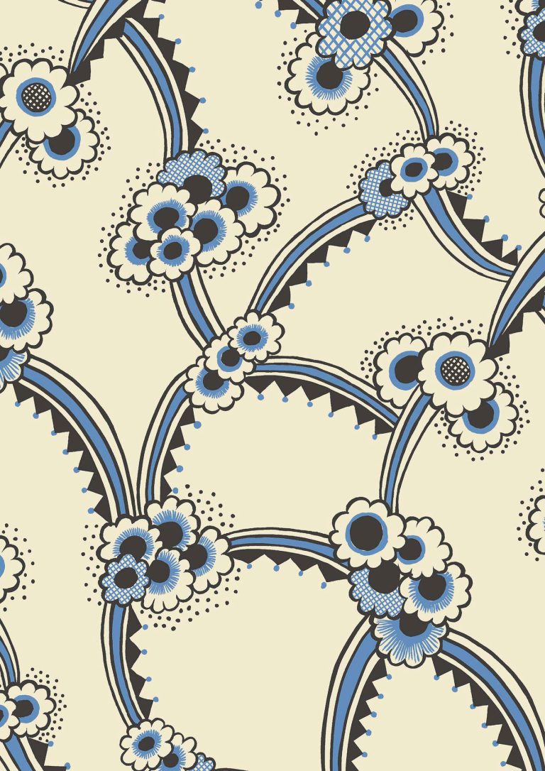 Mystic Daisy in blue on cream